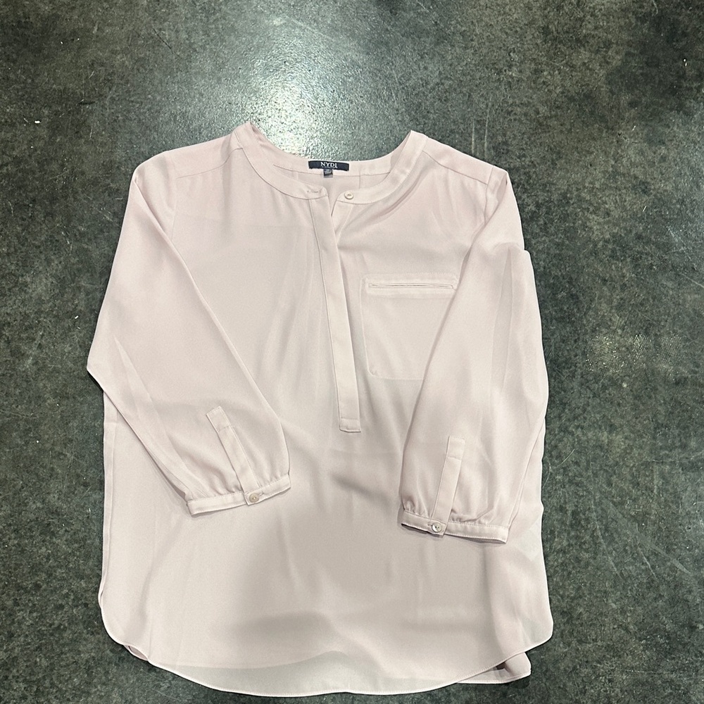 NYDJ Soft Blush Split-Neck Blouse